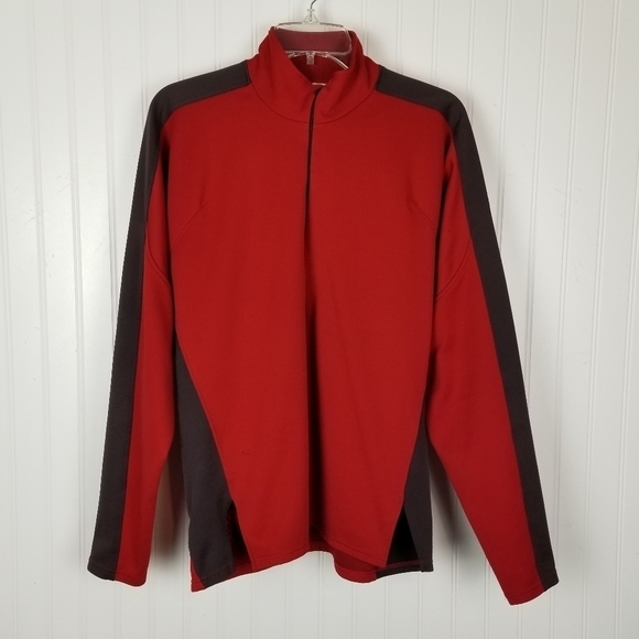 Patagonia Men's Size Medium 1/2 Zip Pullover Jacket Layer Orange Gray Flaws USA - Picture 13 of 13